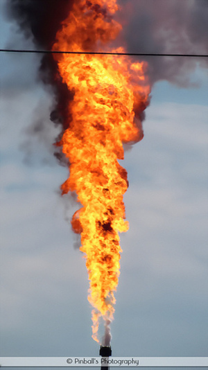 Oil refinery burn off flare